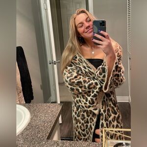 Blank NYC Leopard Print Cardigan Sweater Duster